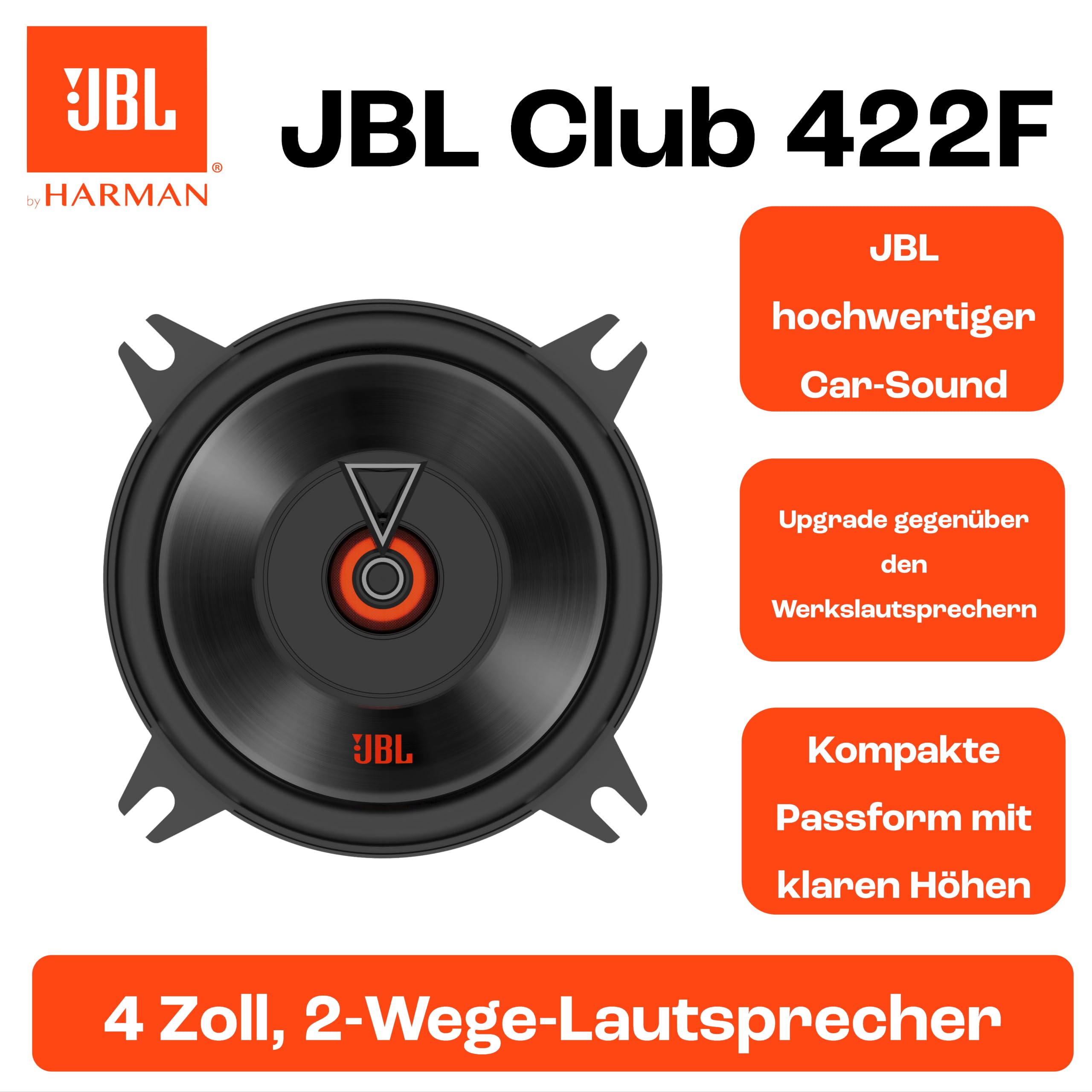 JBL Club 422F 2-Way Car Speaker Set by Harman Kardon - 105 Watt